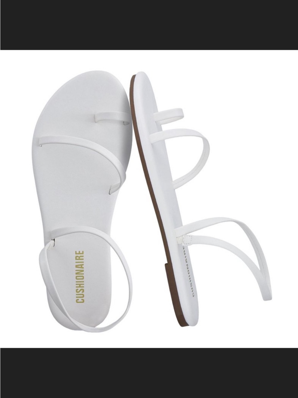 Cushionaire Women's White Chai Strappy Flat Sandals